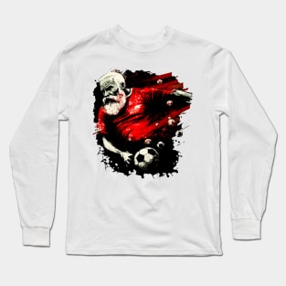 Santa Claus Sports Player - Soccer Futball Football - Graphiti Art Graphic Trendy Holiday Gift Long Sleeve T-Shirt
